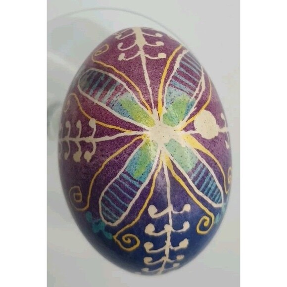 Pysanka Ukrainian Easter Empty Egg Chicken Handmade Pysanky Hutsul Hen Wax - Picture 3 of 6